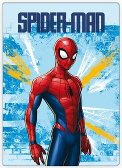 Spiderman fleece plaid licht blauw 